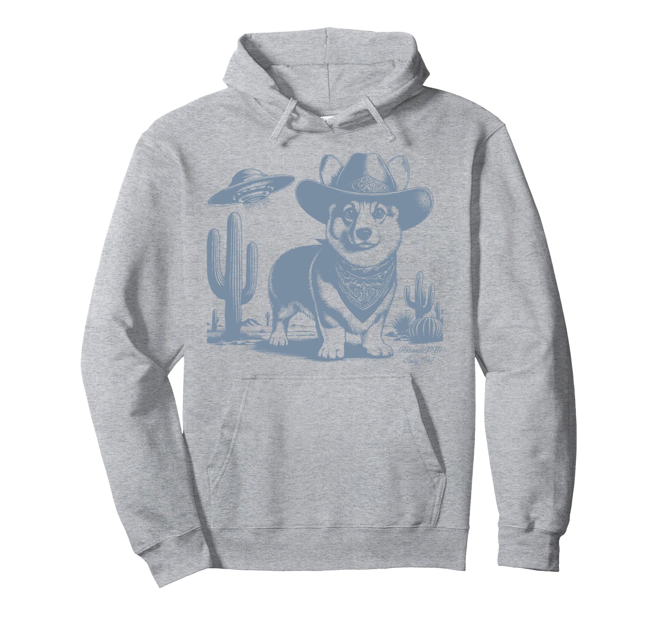 Funny 90S Western Cowboy Corgi Ufo Hoodie - Custom Art Print for Adults - T-Shirt, Sweatshirt, Hoodie