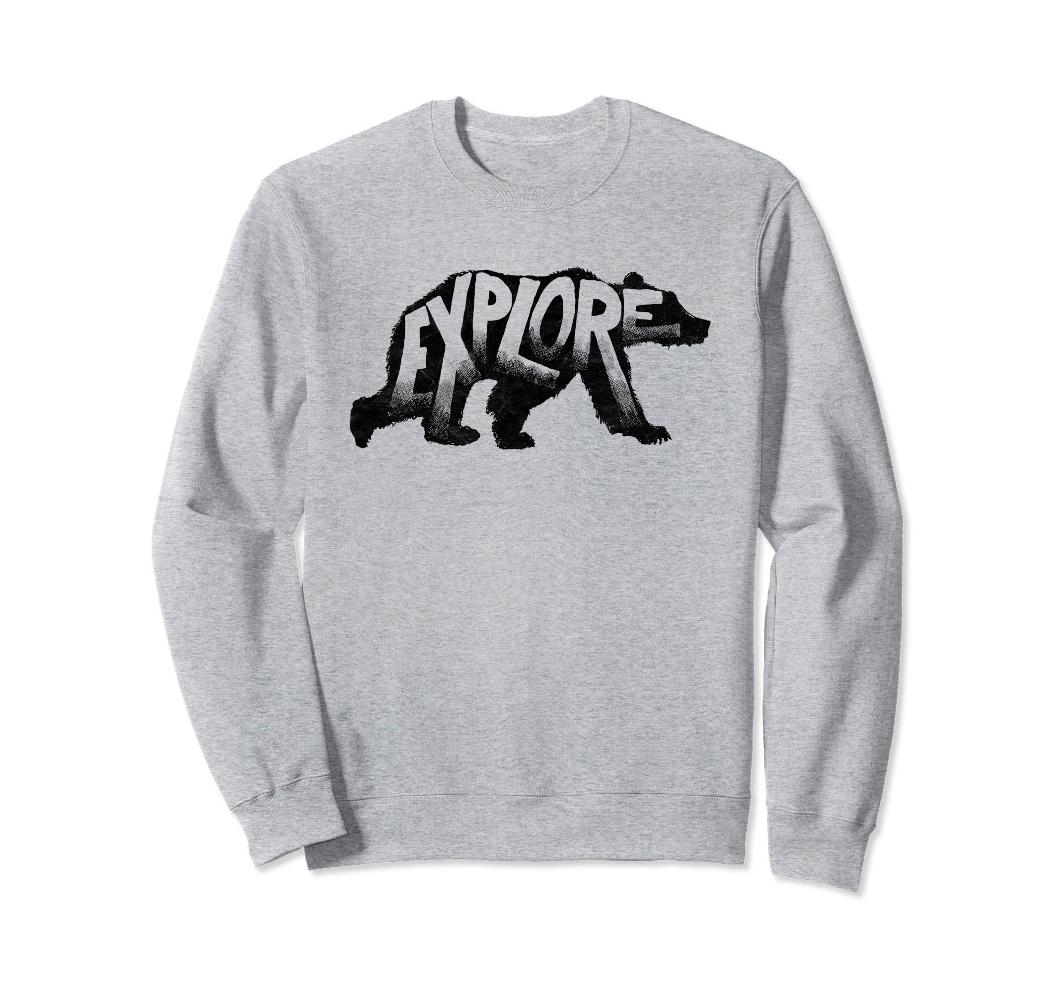 Explore Bear Typography Outdoors Sweatshirt - Aesthetic Graphic for Adults - T-Shirt, Sweatshirt, Hoodie