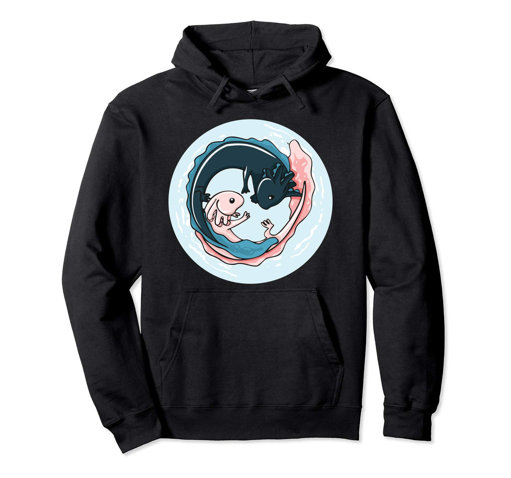 Yin Yang Axolotl Zen Meditation Hoodie - Casual Everyday Wear Men Women - T-Shirt, Sweatshirt, Hoodie