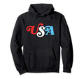 Usa Typography Patriotic 4Th July 80S Hoodie - Novelty Apparel for Adults - T-Shirt, Sweatshirt, Hoodie