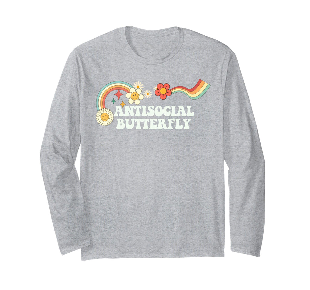 Groovy Funny Antisocial Butterfly T-Shirt - Graphic Print Unisex - T-Shirt, Sweatshirt, Hoodie