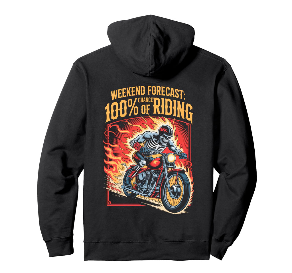 Funny Skeleton Motorcycle Riding Biker Hoodie - Graphic Print Men Women - T-Shirt, Sweatshirt, Hoodie