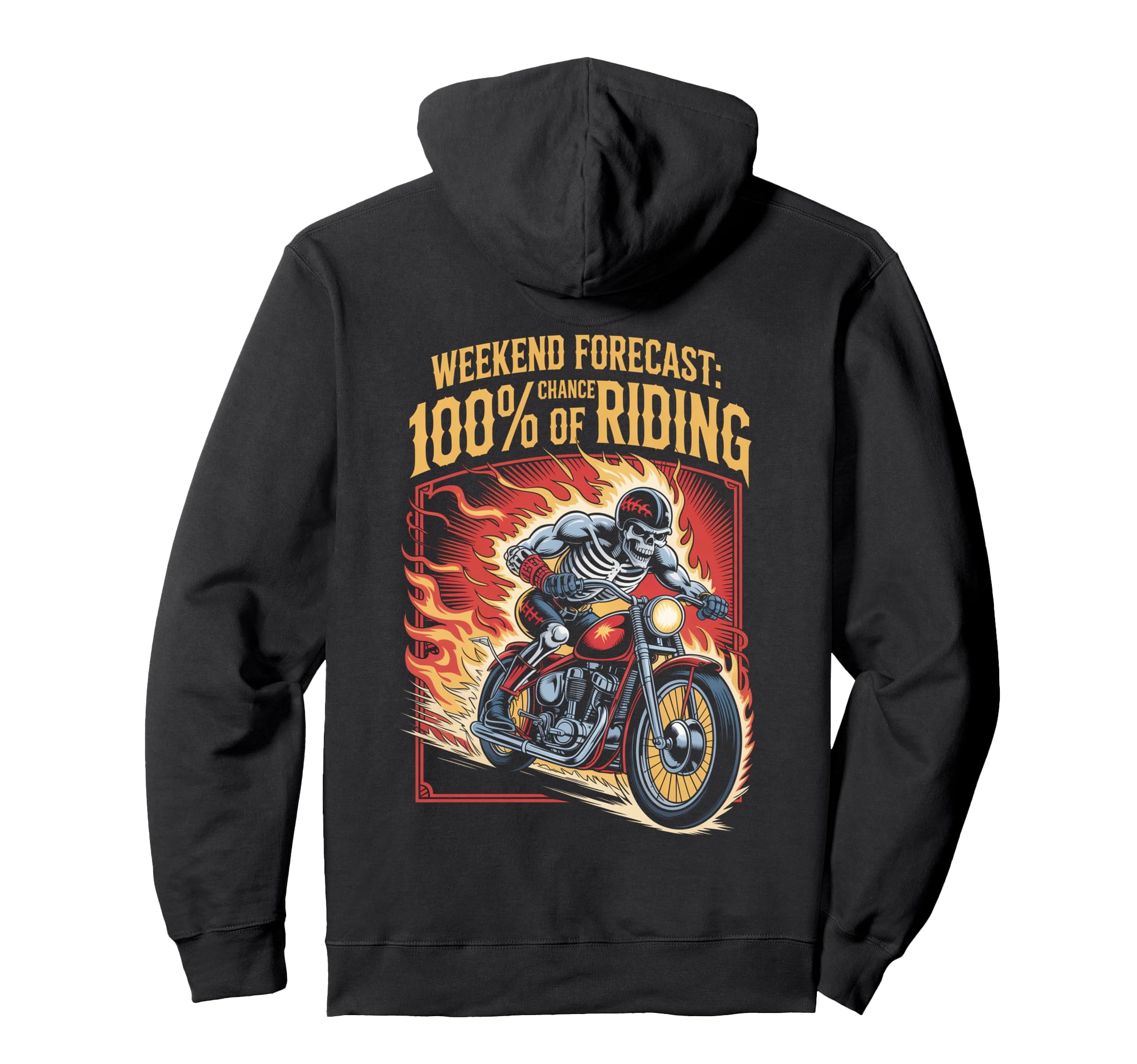 Funny Skeleton Motorcycle Riding Biker Hoodie - Graphic Print Men Women - T-Shirt, Sweatshirt, Hoodie