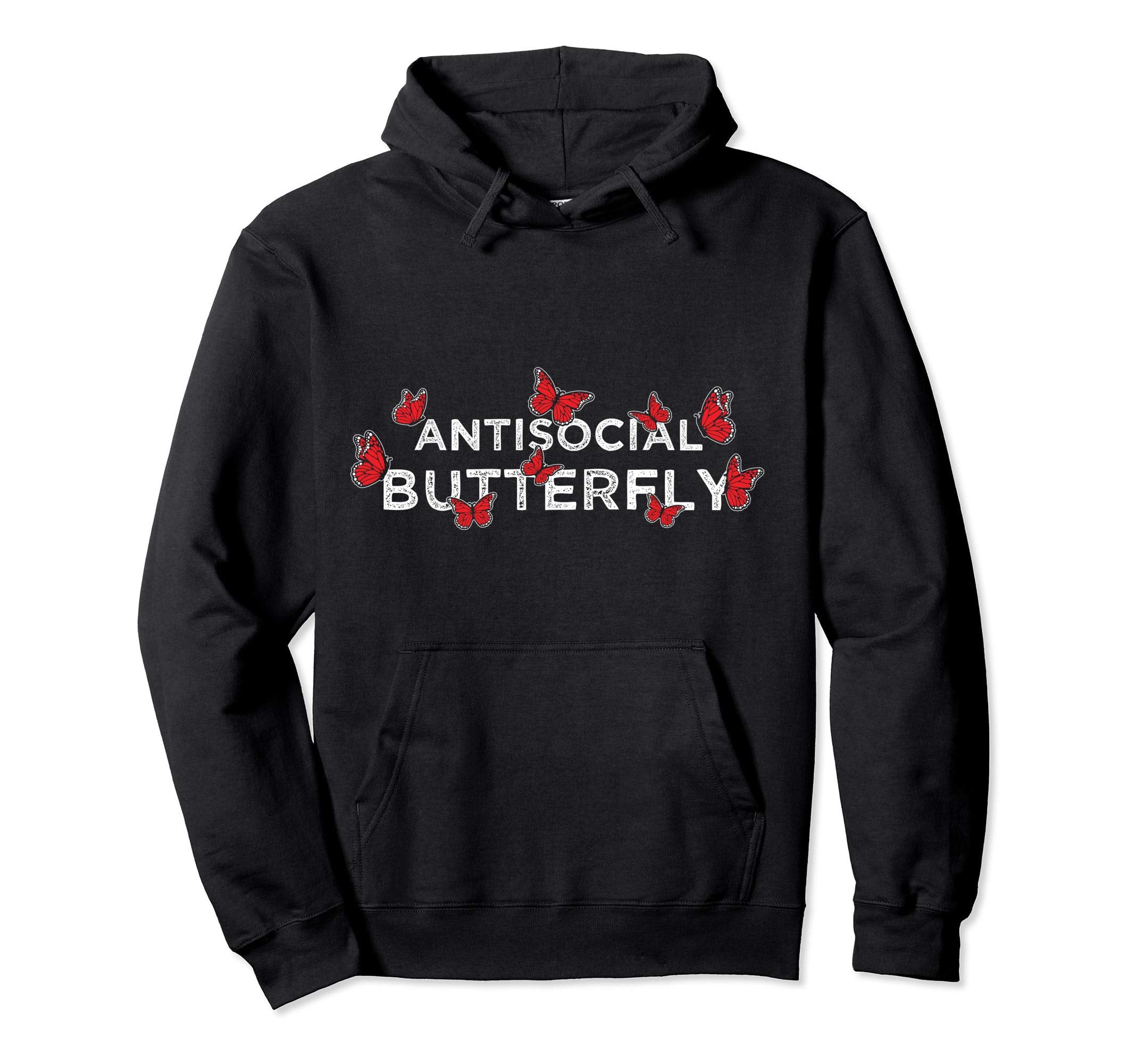 Funny Antisocial Butterfly Butterflies Hoodie - Minimalist Print Unisex - T-Shirt, Sweatshirt, Hoodie