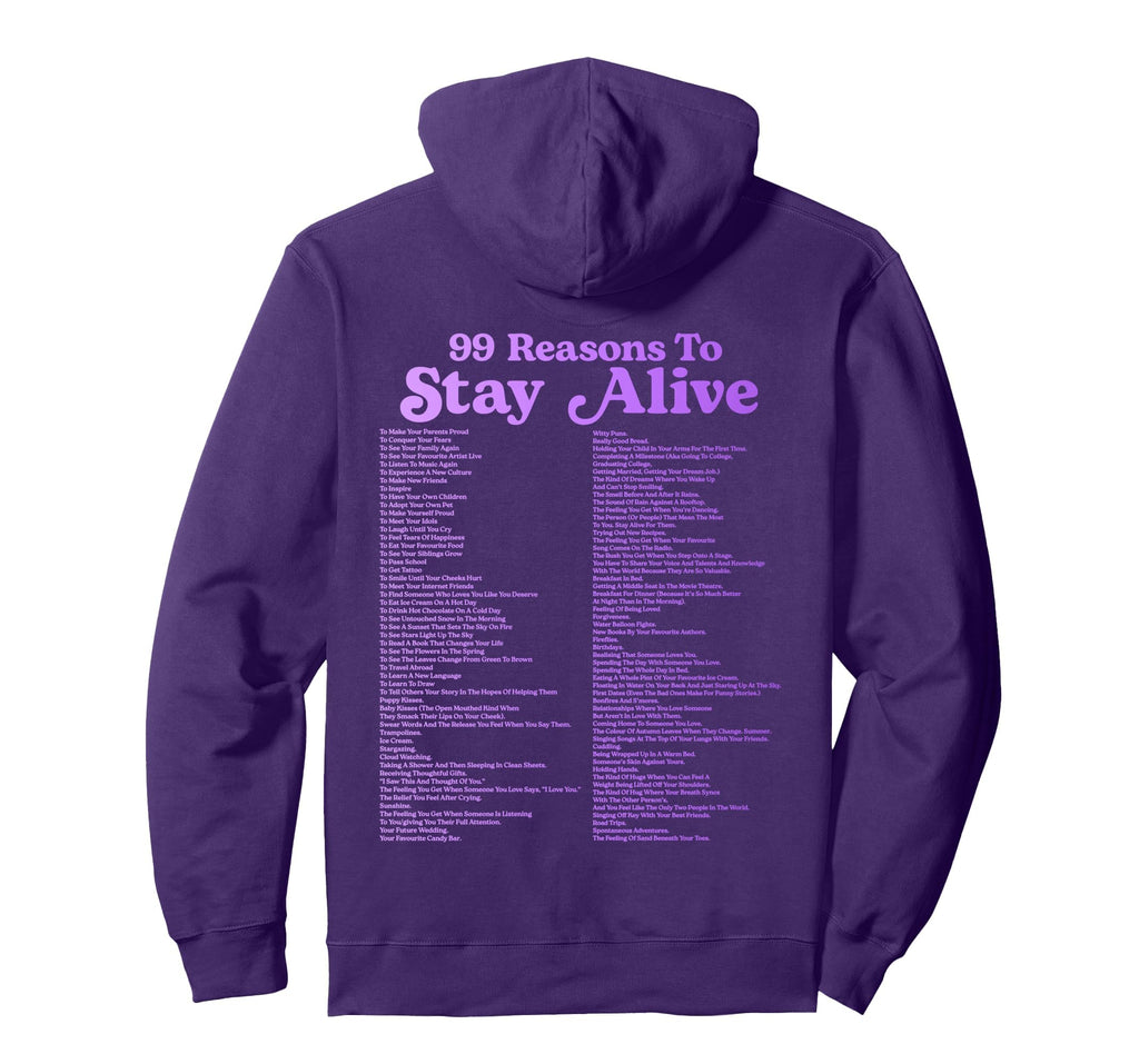 99 Reasons To Stay Alive Mental Health Hoodie - Unique Graphic Men Women - T-Shirt, Sweatshirt, Hoodie