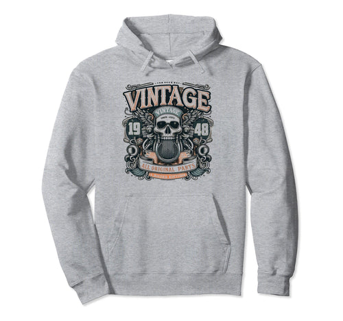 1948 Born 1948 76Th Birthday Motorcycle Hoodie - Trendy Graphic Unisex - T-Shirt, Sweatshirt, Hoodie