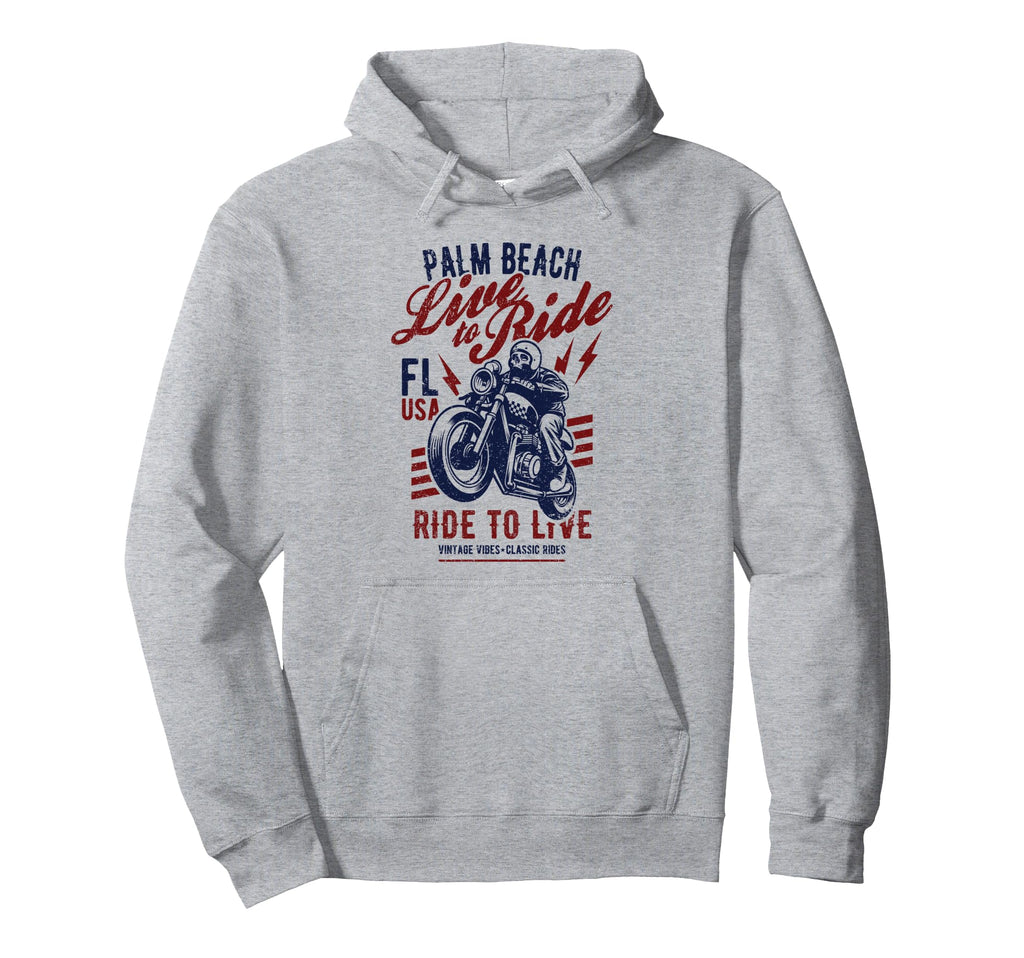 Palm Beach Florida Usa Motorcycle Skull Hoodie - Minimalist Print Unisex - T-Shirt, Sweatshirt, Hoodie