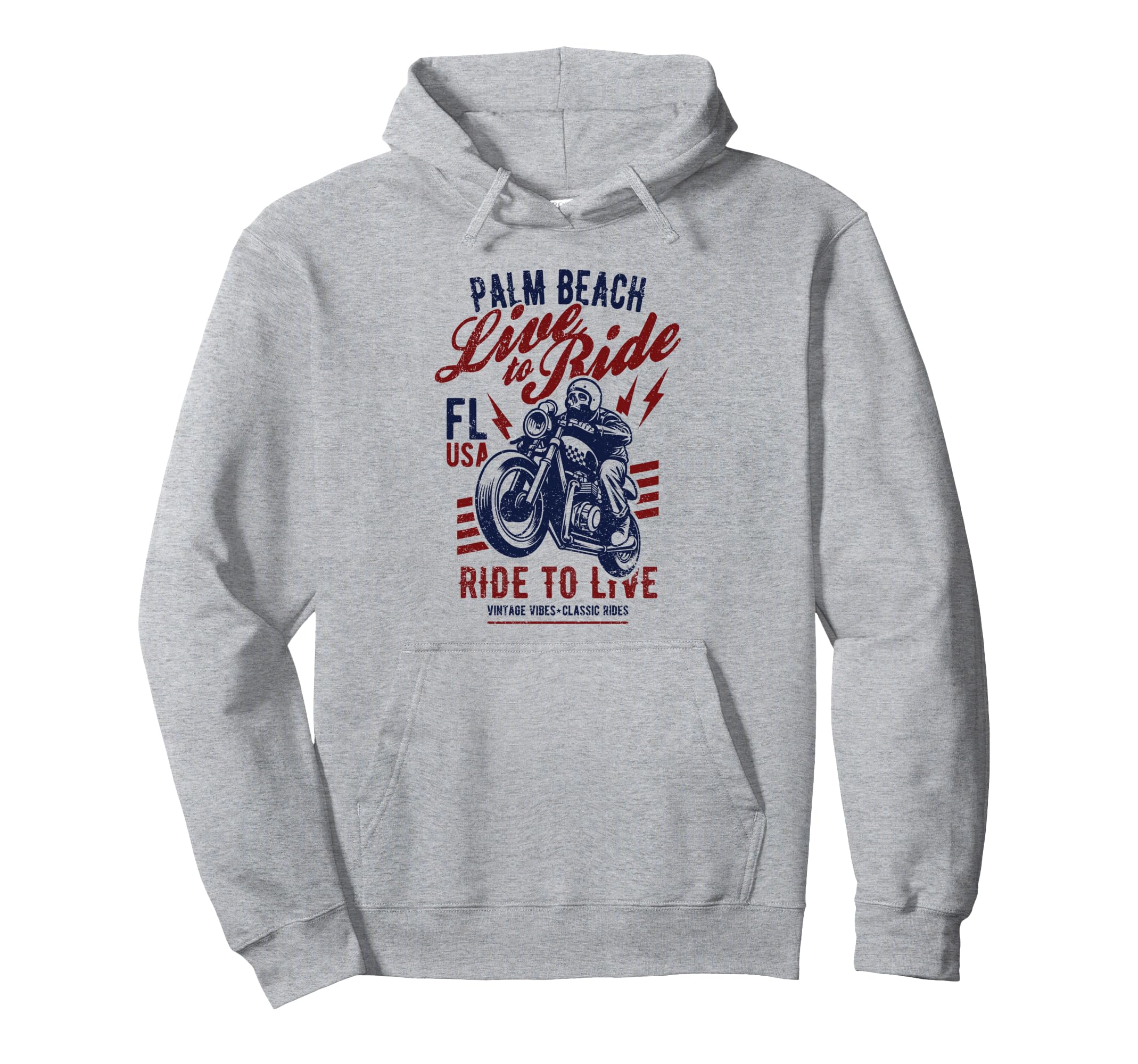 Palm Beach Florida Usa Motorcycle Skull Hoodie - Minimalist Print Unisex - T-Shirt, Sweatshirt, Hoodie
