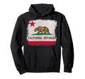 California Republic Flag Distressed Hoodie - Minimalist Print Unisex - T-Shirt, Sweatshirt, Hoodie