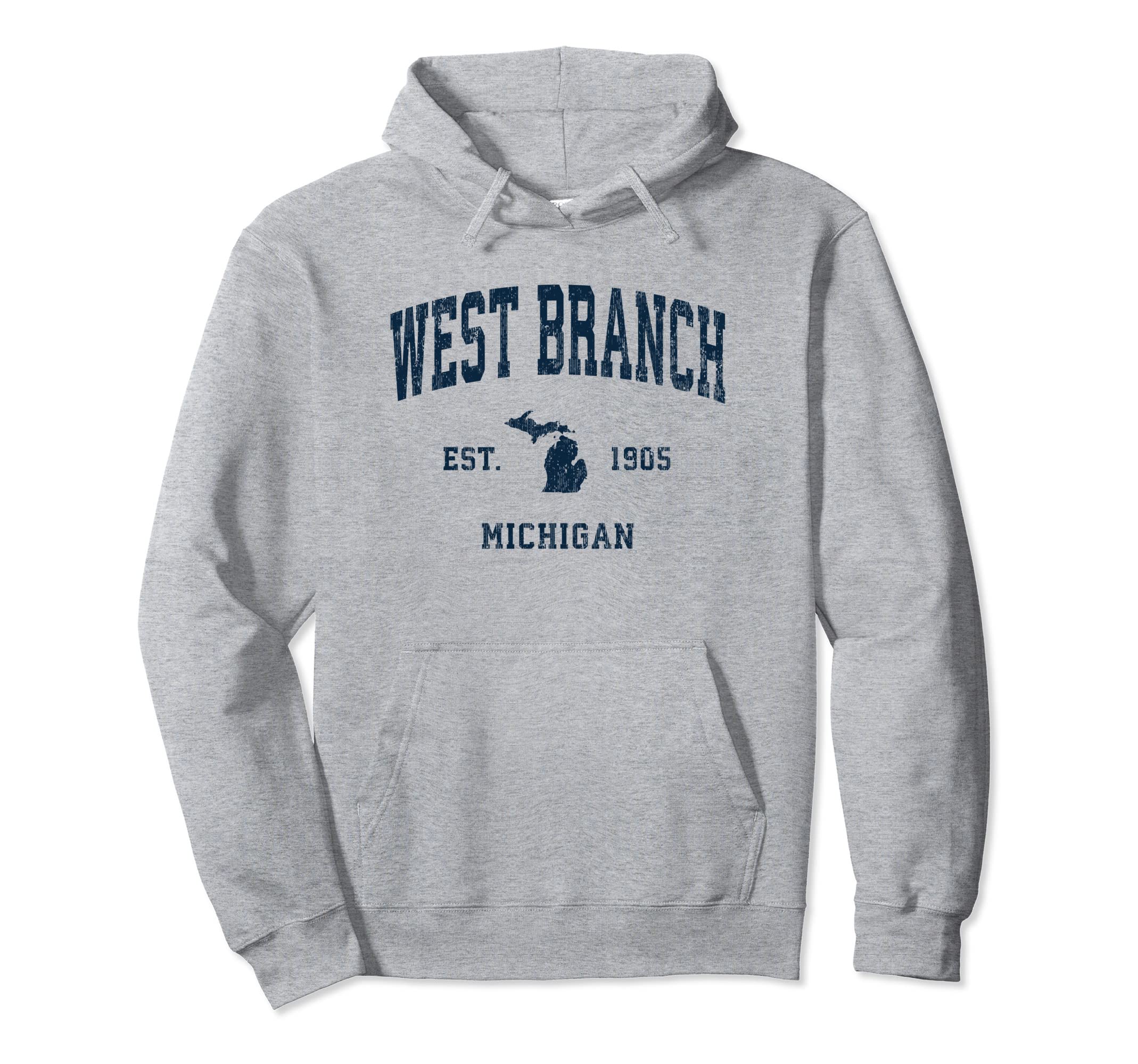 West Branch Michigan Mi Athletic Navy Hoodie - Custom Art Print for Adults - T-Shirt, Sweatshirt, Hoodie