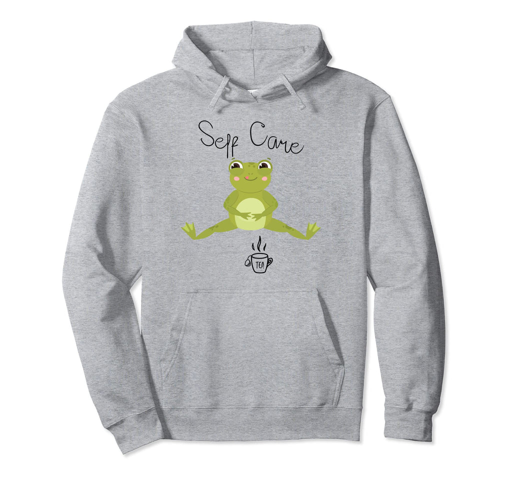 Self Care Kawaii Frog Drinking Tea Hoodie - Custom Art Print for Adults - T-Shirt, Sweatshirt, Hoodie