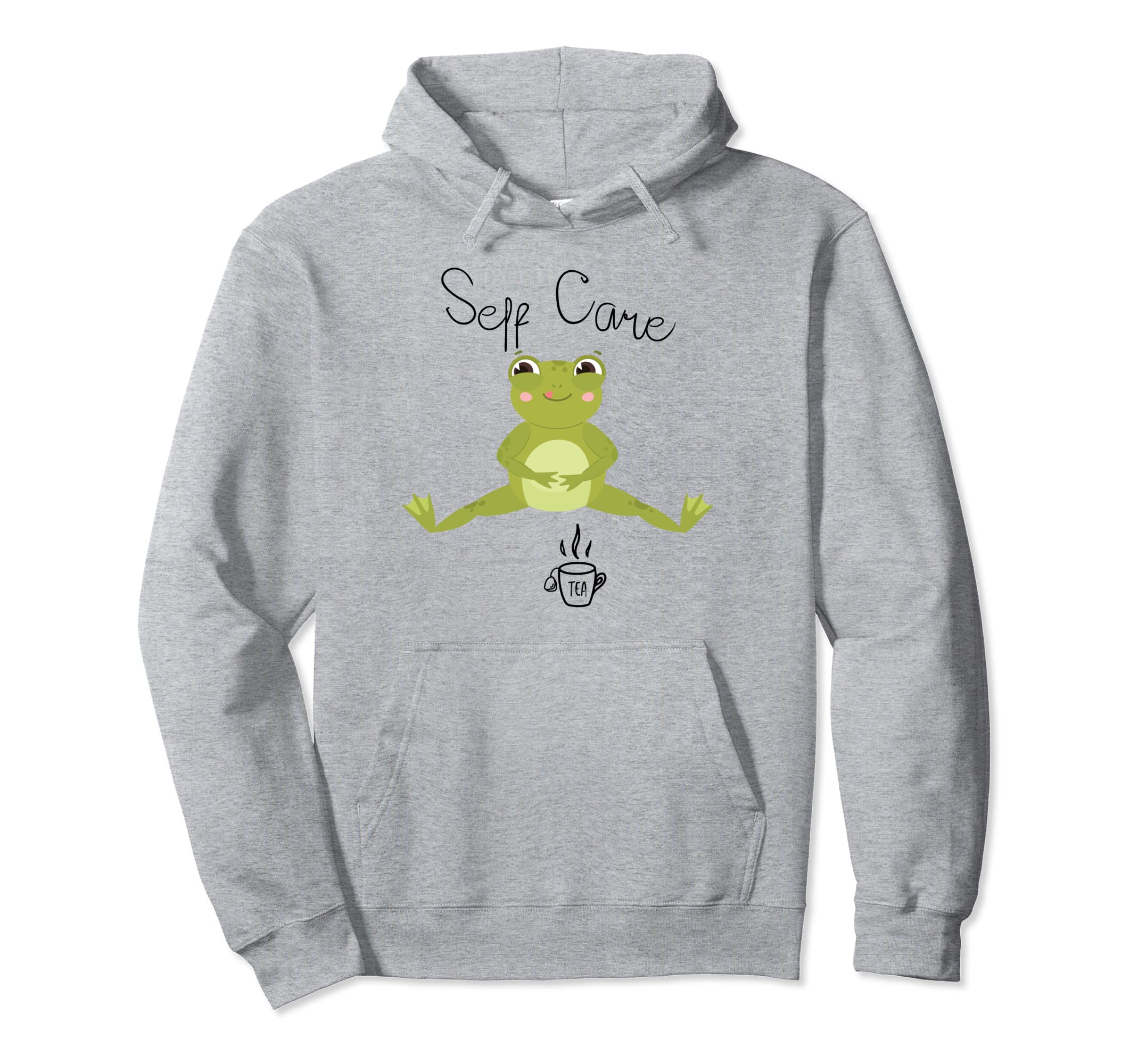 Self Care Kawaii Frog Drinking Tea Hoodie - Custom Art Print for Adults - T-Shirt, Sweatshirt, Hoodie