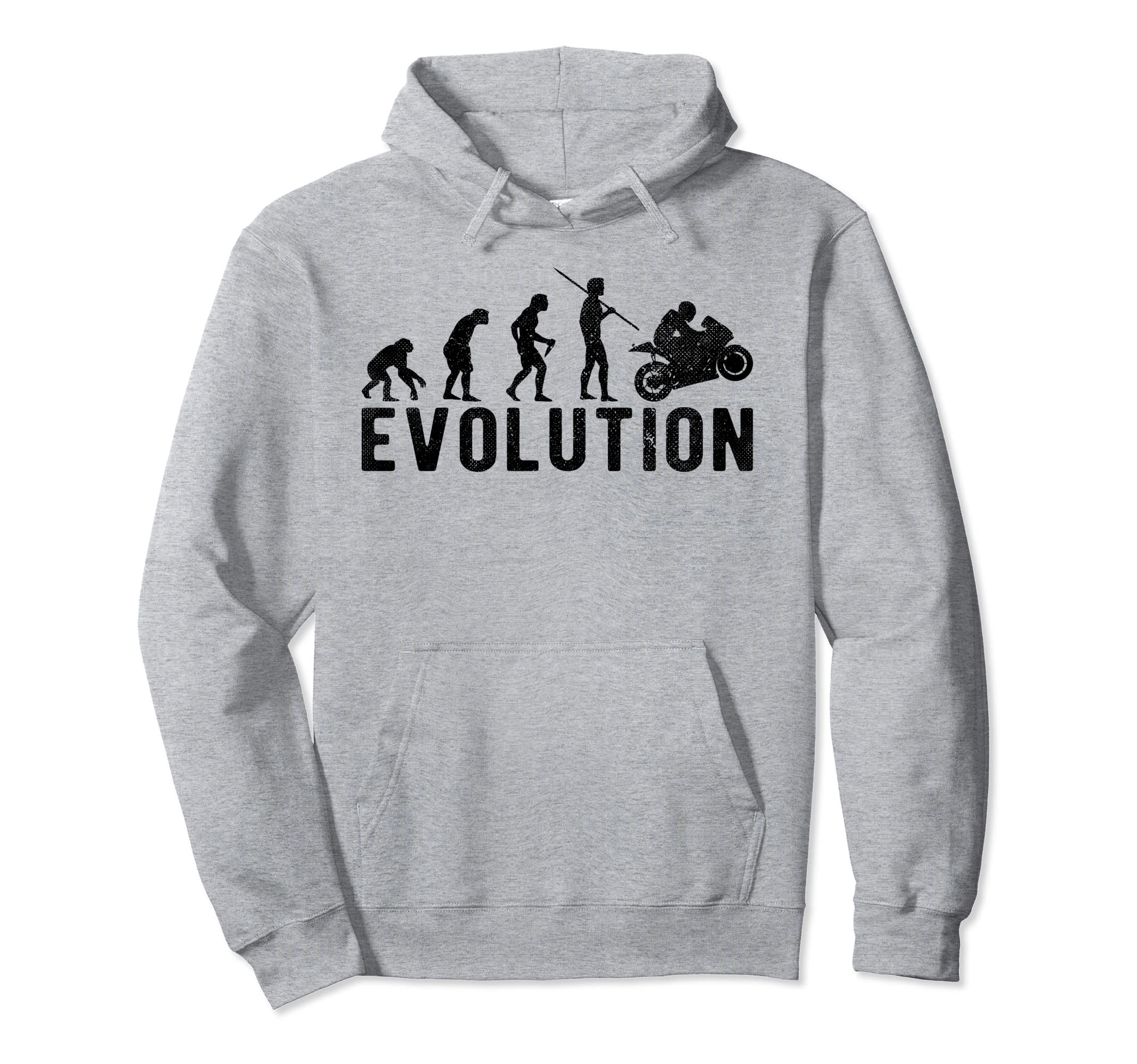 Racer Motorcycle Moto Evolution Funny Hoodie - Streetwear Style Unisex - T-Shirt, Sweatshirt, Hoodie