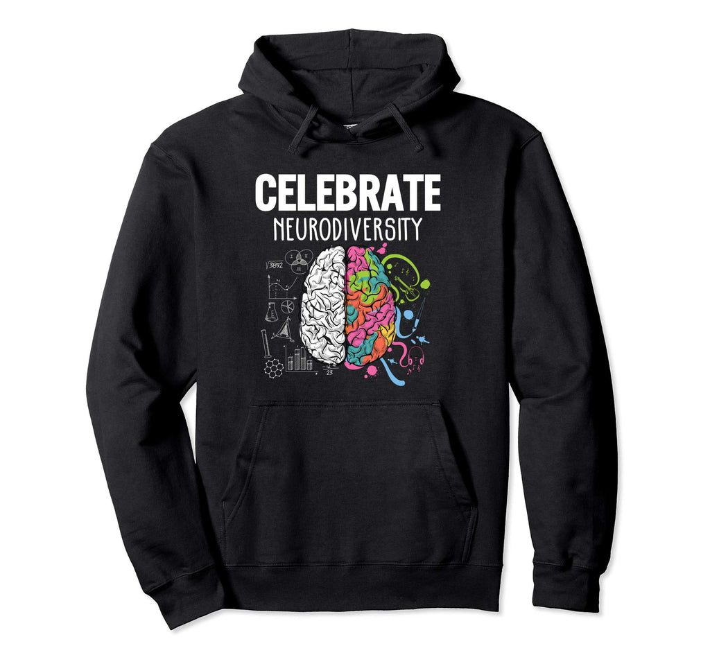 Celebrate Neurodiversity Brain Adhd Hoodie - Minimalist Print for Adults - T-Shirt, Sweatshirt, Hoodie