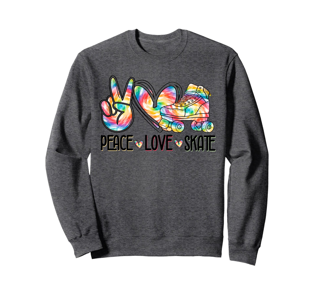 Tie Dye Roller Skating Teen Peace Sweatshirt - Novelty Apparel Men Women - T-Shirt, Sweatshirt, Hoodie