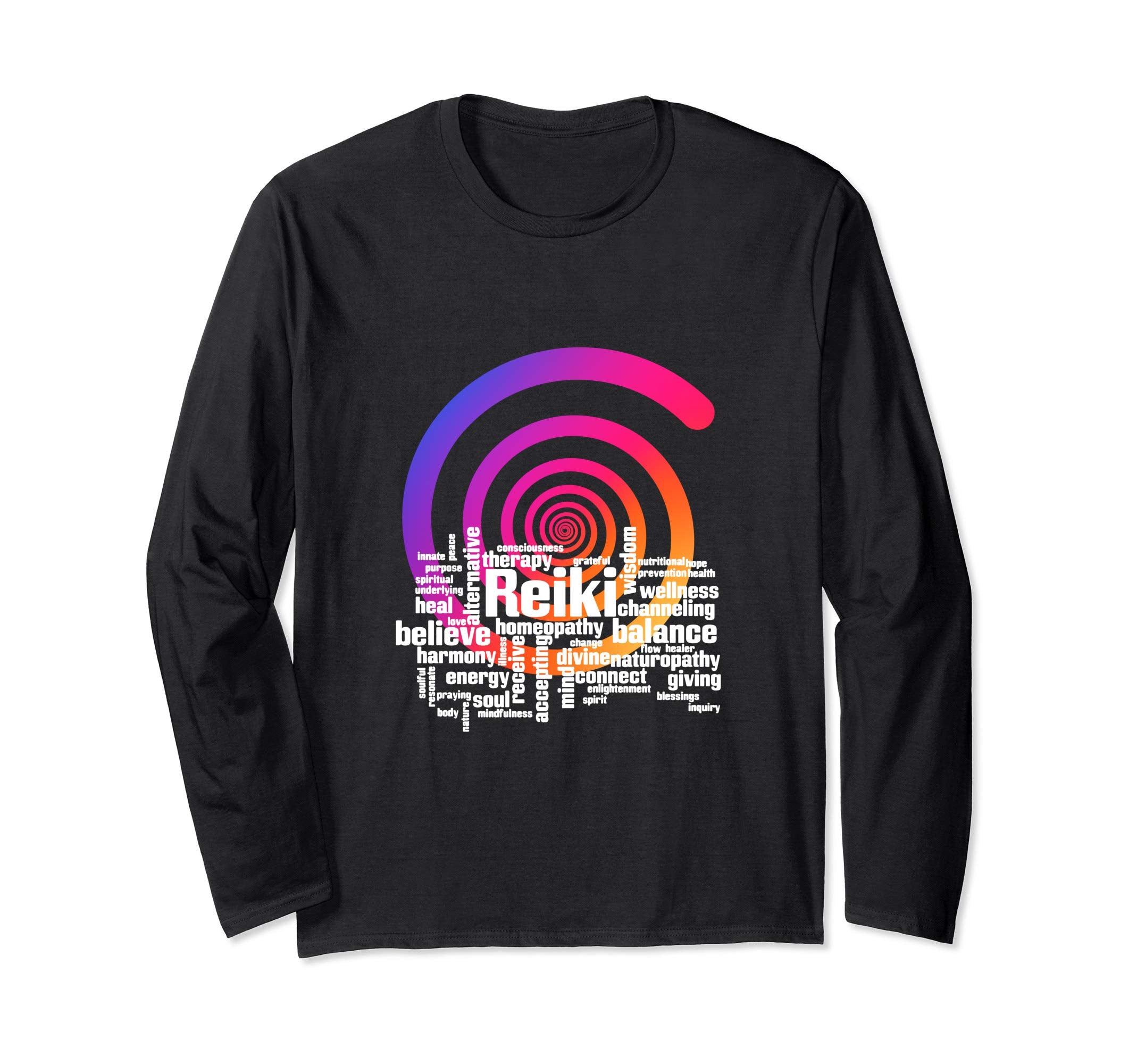 Reiki Terms Wordcloud Spiral Crystal T-Shirt - Novelty Apparel Unisex - T-Shirt, Sweatshirt, Hoodie