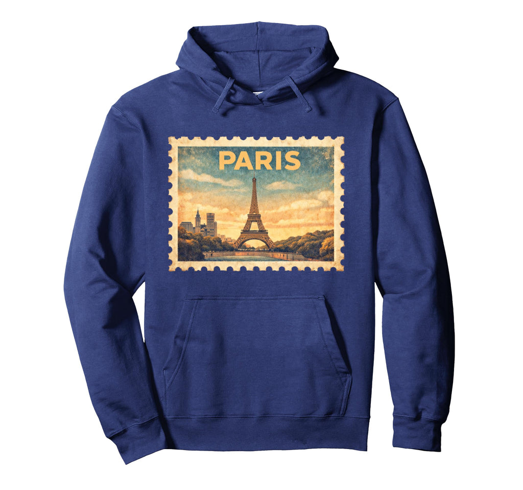 Paris Travel Stamp Art Hoodie - Graphic Print Men Women - T-Shirt, Sweatshirt, Hoodie