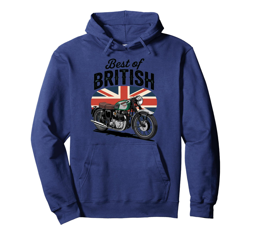 Best British Union Jack Motorcycle Hoodie - Minimalist Print for Adults - T-Shirt, Sweatshirt, Hoodie