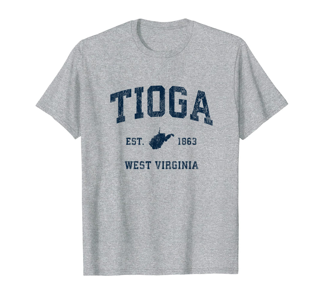 Tioga West Virginia Wv Athletic Navy T-Shirt - Novelty Apparel Men Women - T-Shirt, Sweatshirt, Hoodie