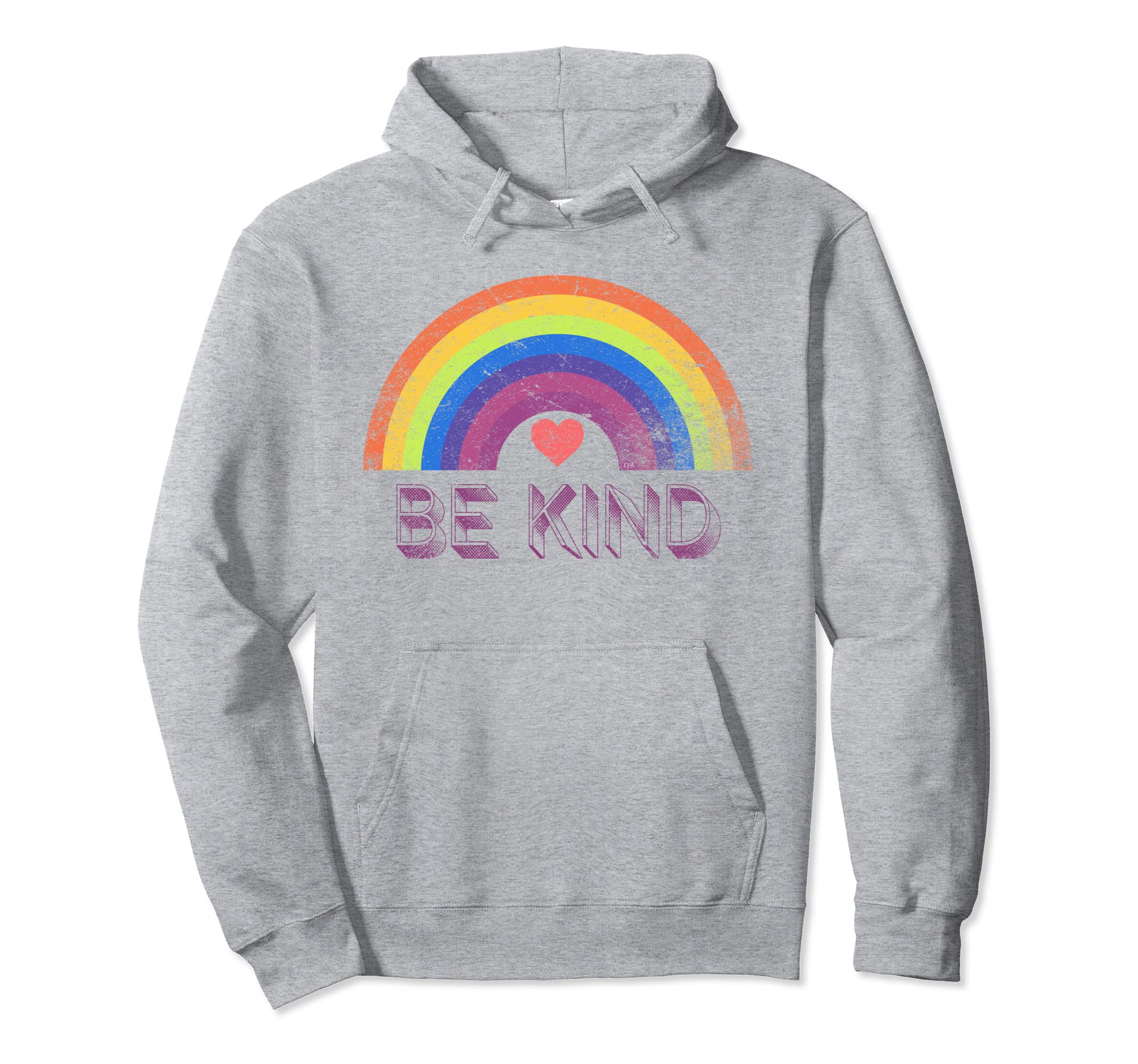 Rainbow Be Kind Distressed Hoodie - Unique Graphic Unisex - T-Shirt, Sweatshirt, Hoodie