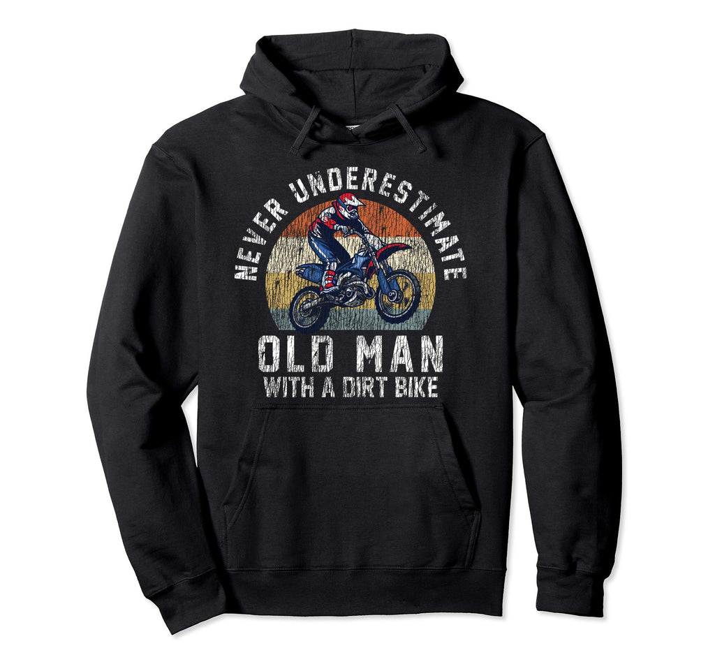 Motocross Dirt Bike Biking Grandpa Old Hoodie - Graphic Print Men Women - T-Shirt, Sweatshirt, Hoodie