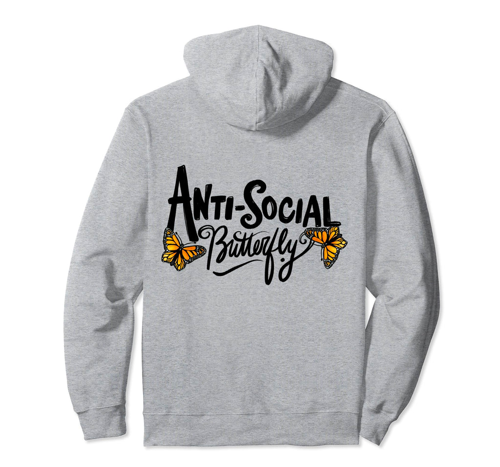 Anti Social Butterfly Hoodie - Aesthetic Graphic for Adults - T-Shirt, Sweatshirt, Hoodie