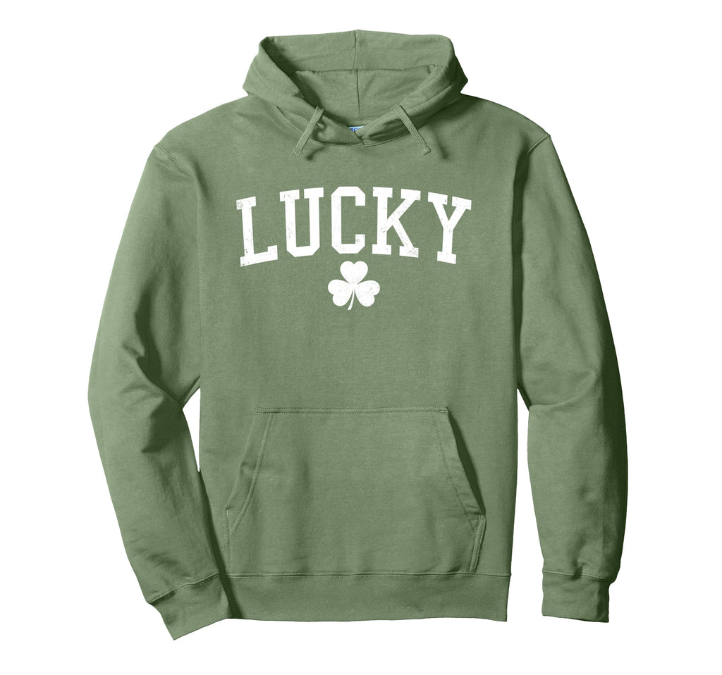 Lucky Shamrock Distressed St Patricks Day Hoodie - Aesthetic Graphic Unisex - T-Shirt, Sweatshirt, Hoodie