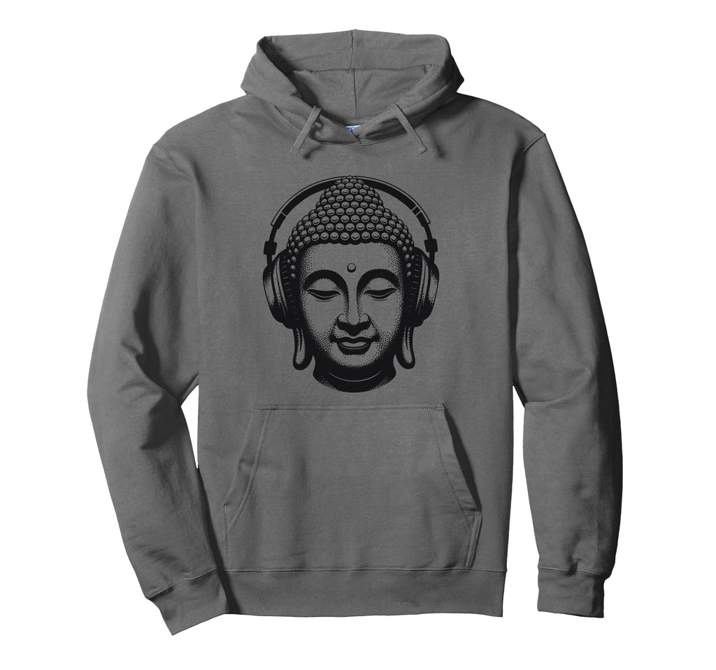 Buddha Headphones Mindfulness Music Hoodie - Fun Novelty Design for Adults - T-Shirt, Sweatshirt, Hoodie