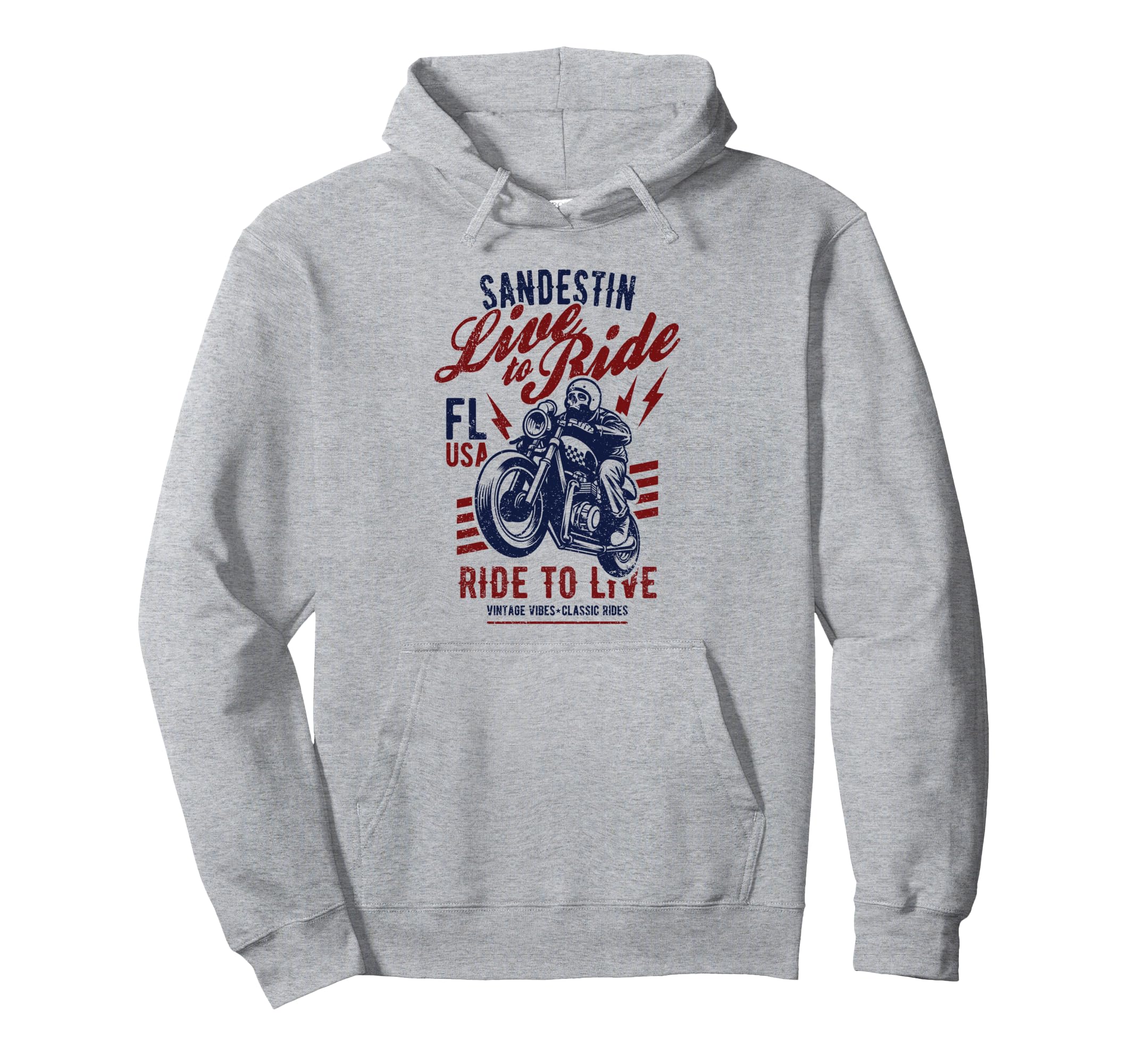 Sandestin Florida Usa Motorcycle Skull Hoodie - Streetwear Style Men Women - T-Shirt, Sweatshirt, Hoodie