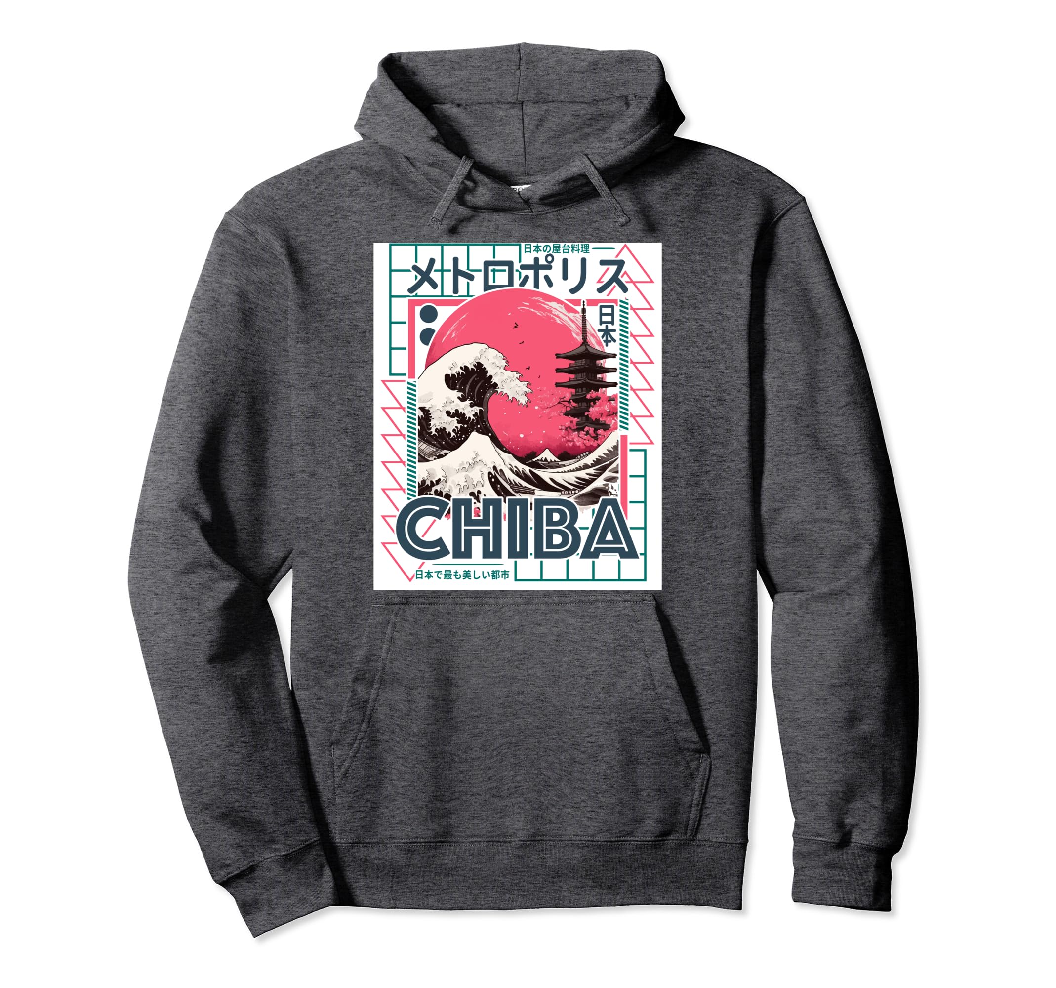 Chiba City 80S Synthwave Kanagawa Wave Hoodie - Novelty Apparel Men Women - T-Shirt, Sweatshirt, Hoodie