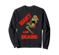 Zombie Pin Up Halloween Beauty Brains Sweatshirt - Graphic Print Men Women - T-Shirt, Sweatshirt, Hoodie