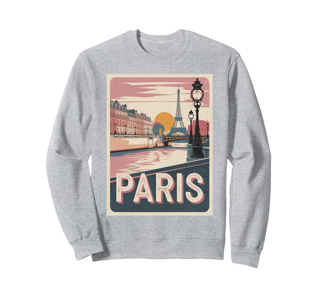Paris Eiffel Tower River Sunset Sweatshirt - Novelty Apparel Men Women - T-Shirt, Sweatshirt, Hoodie