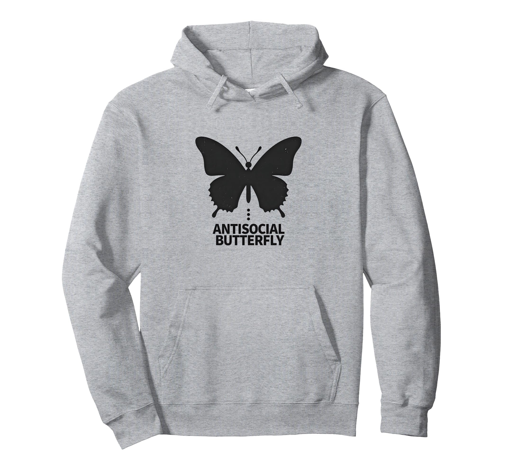 Antisocial Butterfly Minimalist Black Hoodie - Aesthetic Graphic Unisex - T-Shirt, Sweatshirt, Hoodie