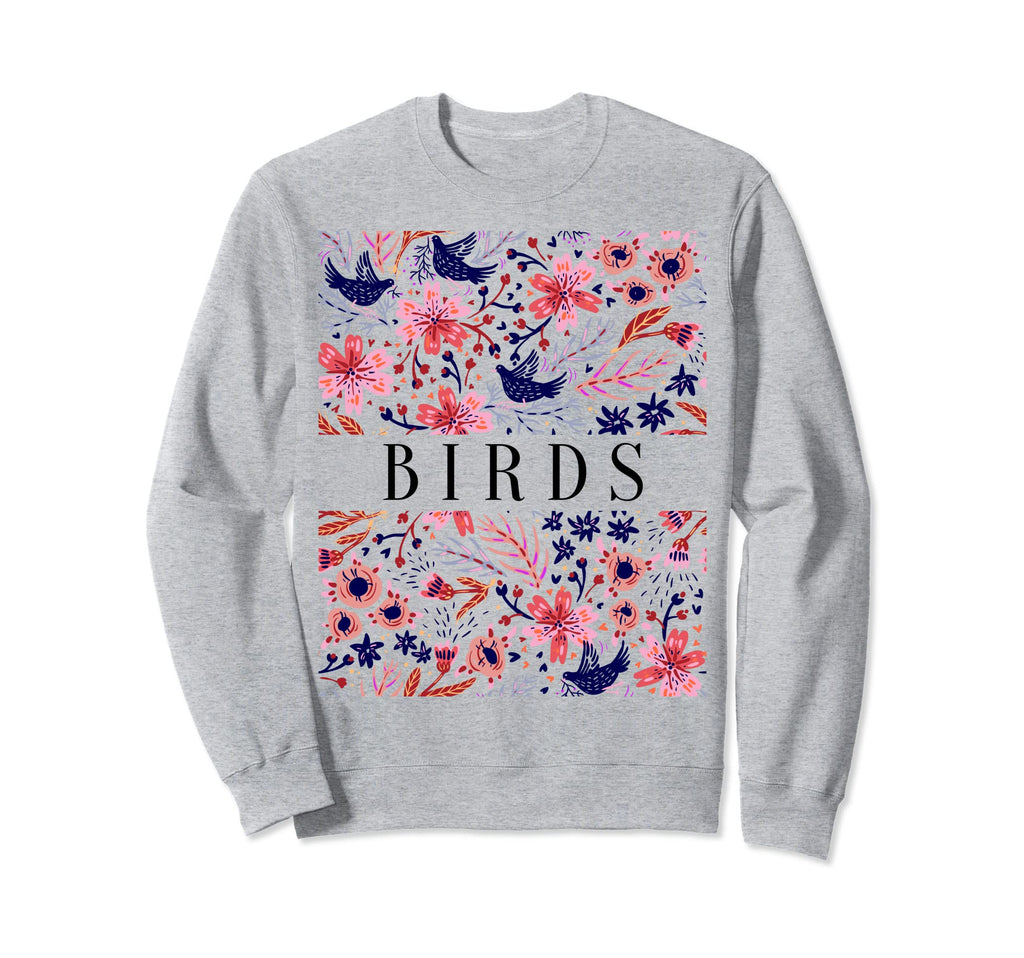 Floral Birds And Plants Pattern Sweatshirt - Unique Graphic Men Women - T-Shirt, Sweatshirt, Hoodie