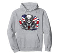British Patriotic Motorcycle Skull Biker Uk Hoodie - Graphic Print Unisex - T-Shirt, Sweatshirt, Hoodie