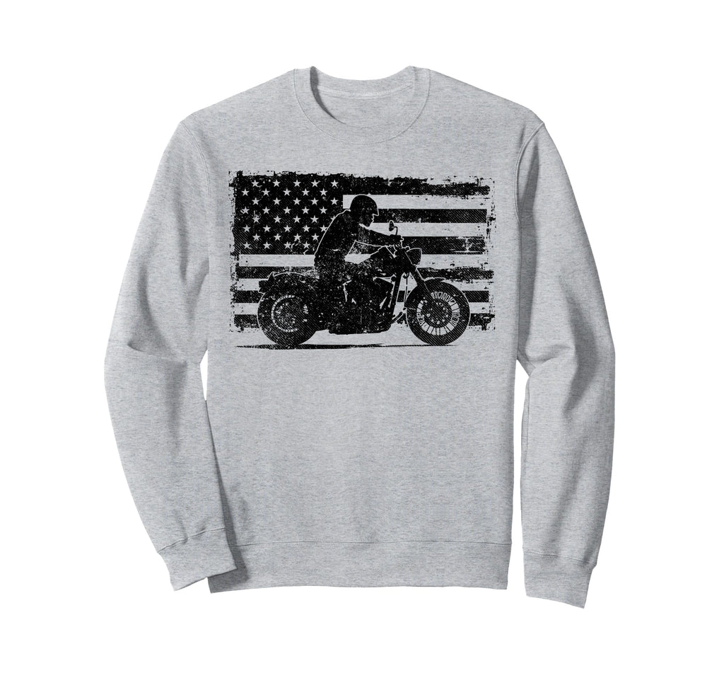 Us Flag Biker Riding Lover Sweatshirt - Trendy Graphic Men Women - T-Shirt, Sweatshirt, Hoodie