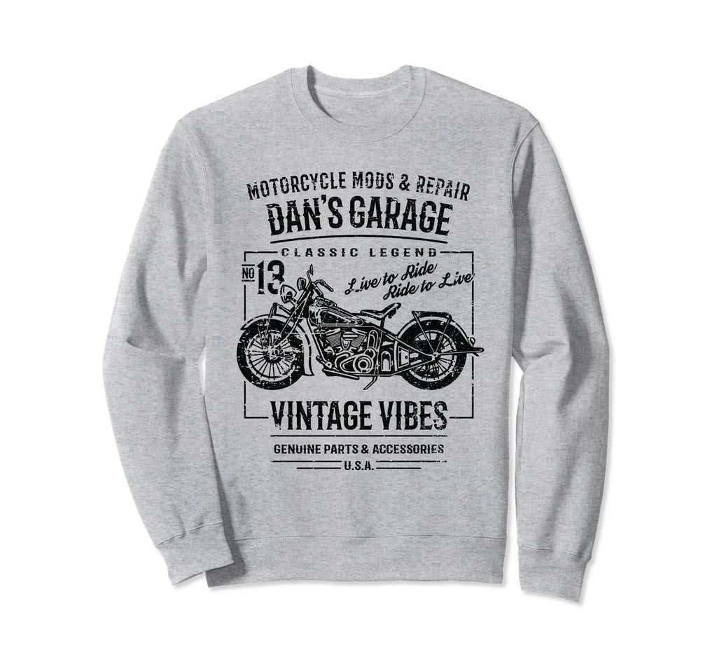 Dans Garage Motorcycle Name Dan Sweatshirt - Minimalist Print for Adults - T-Shirt, Sweatshirt, Hoodie