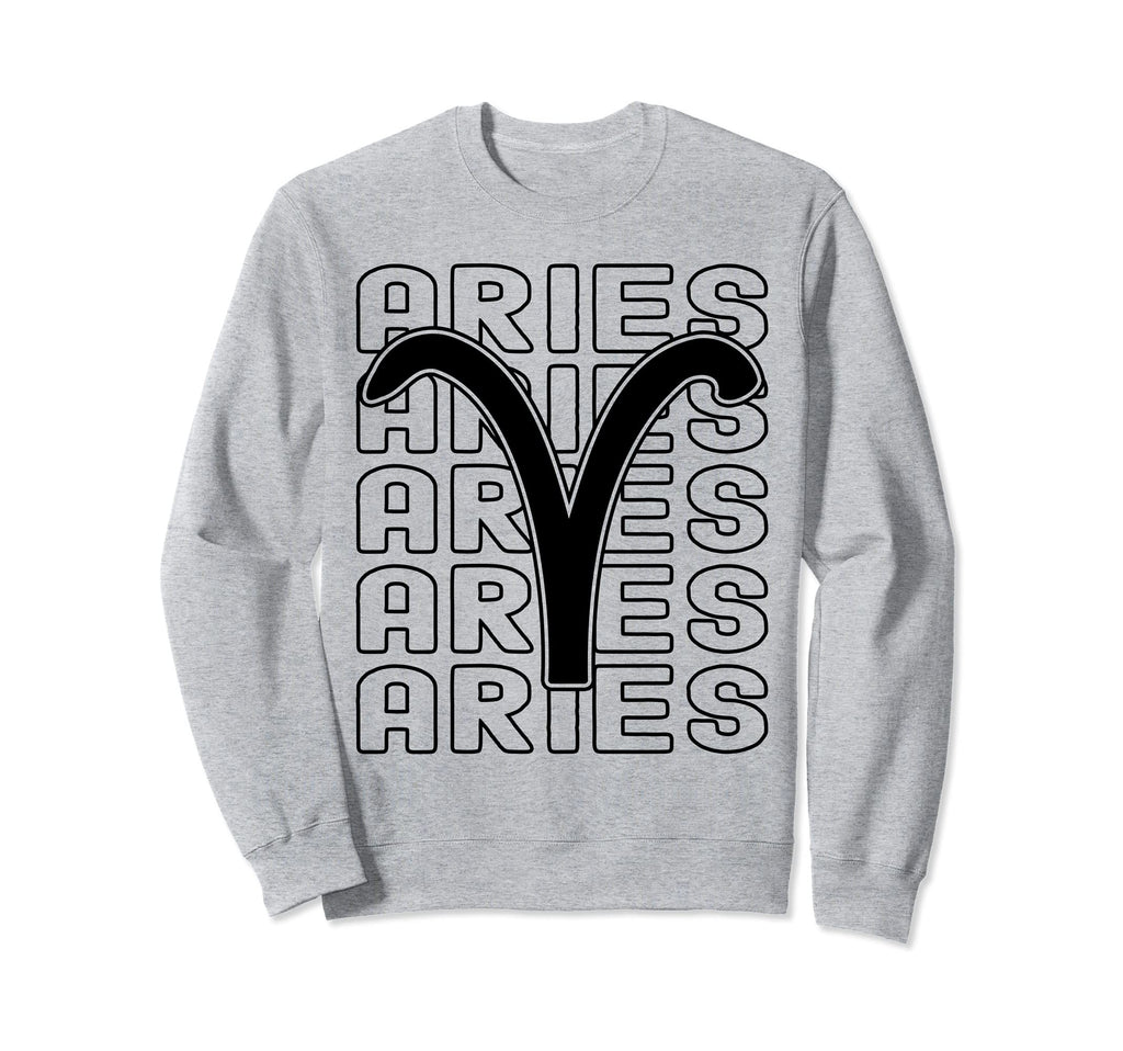 Aries Zodiac Sign Typography Sweatshirt - Graphic Print for Adults - T-Shirt, Sweatshirt, Hoodie
