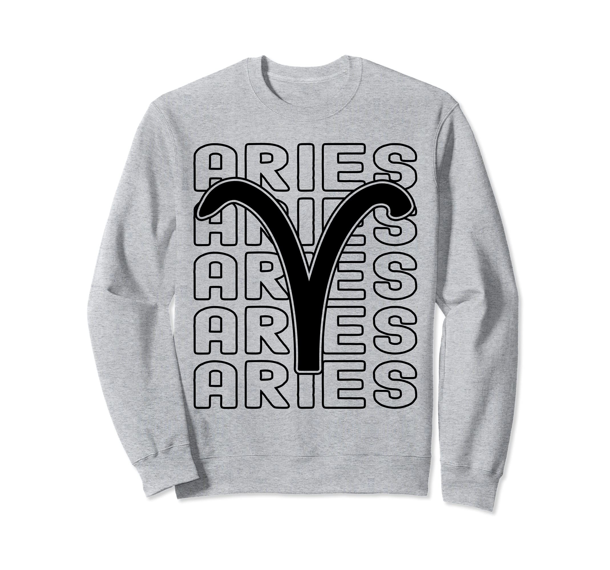 Aries Zodiac Sign Typography Sweatshirt - Graphic Print for Adults - T-Shirt, Sweatshirt, Hoodie
