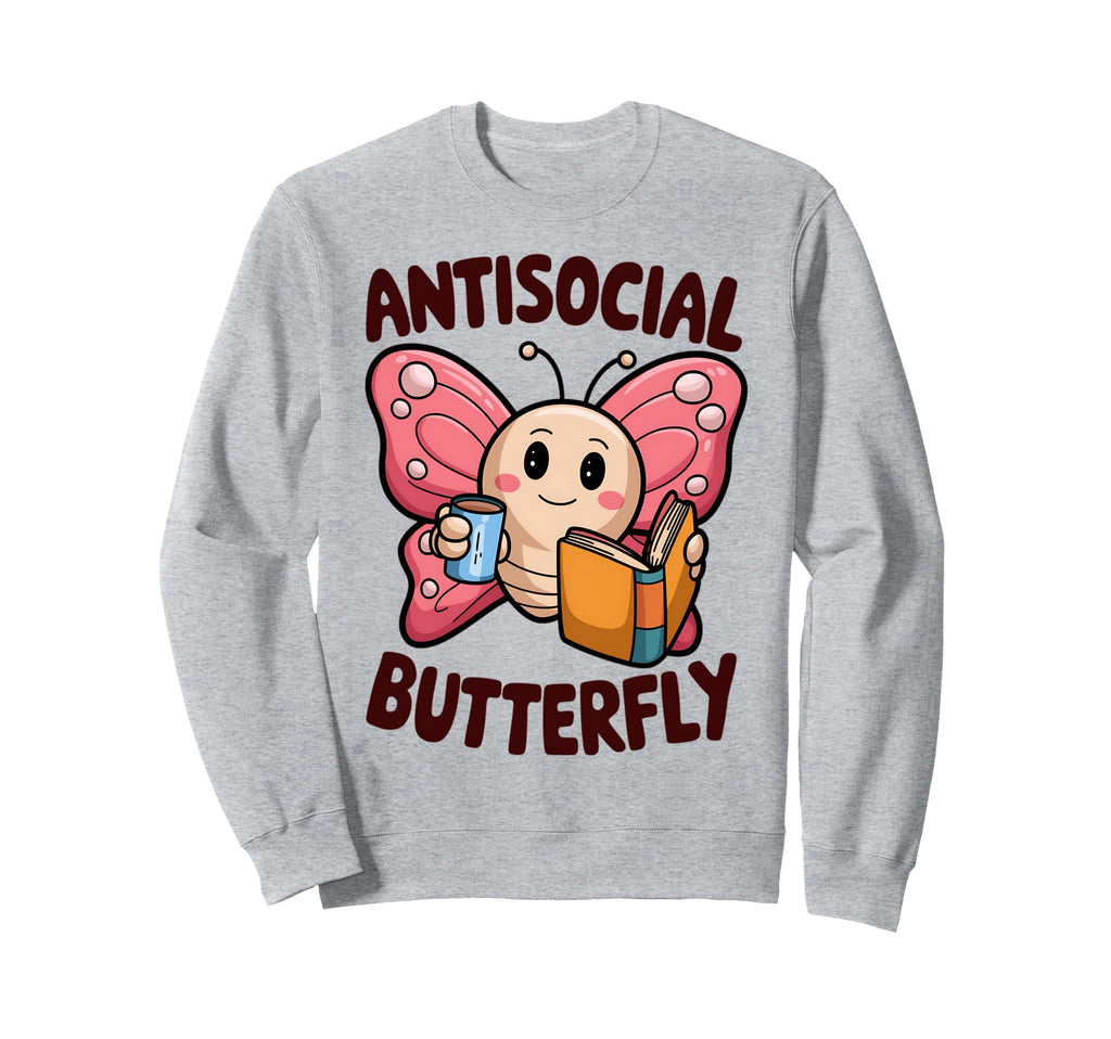 Groovy Anti Social Butterfly Sweatshirt - Minimalist Print for Adults - T-Shirt, Sweatshirt, Hoodie