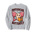 Groovy Anti Social Butterfly Sweatshirt - Minimalist Print for Adults - T-Shirt, Sweatshirt, Hoodie