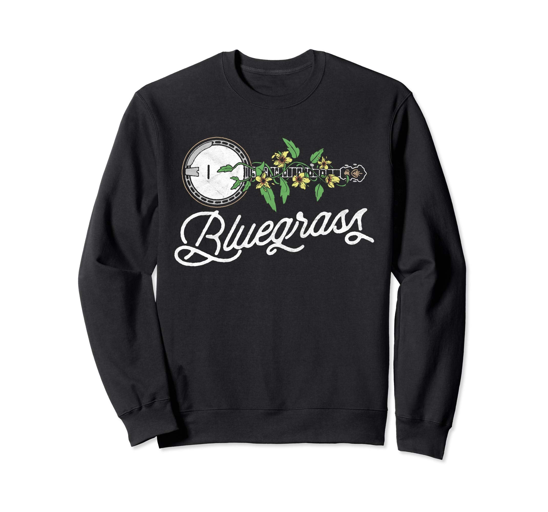 Bluegrass Typography Banjo Vine Sweatshirt - Trendy Graphic Men Women - T-Shirt, Sweatshirt, Hoodie