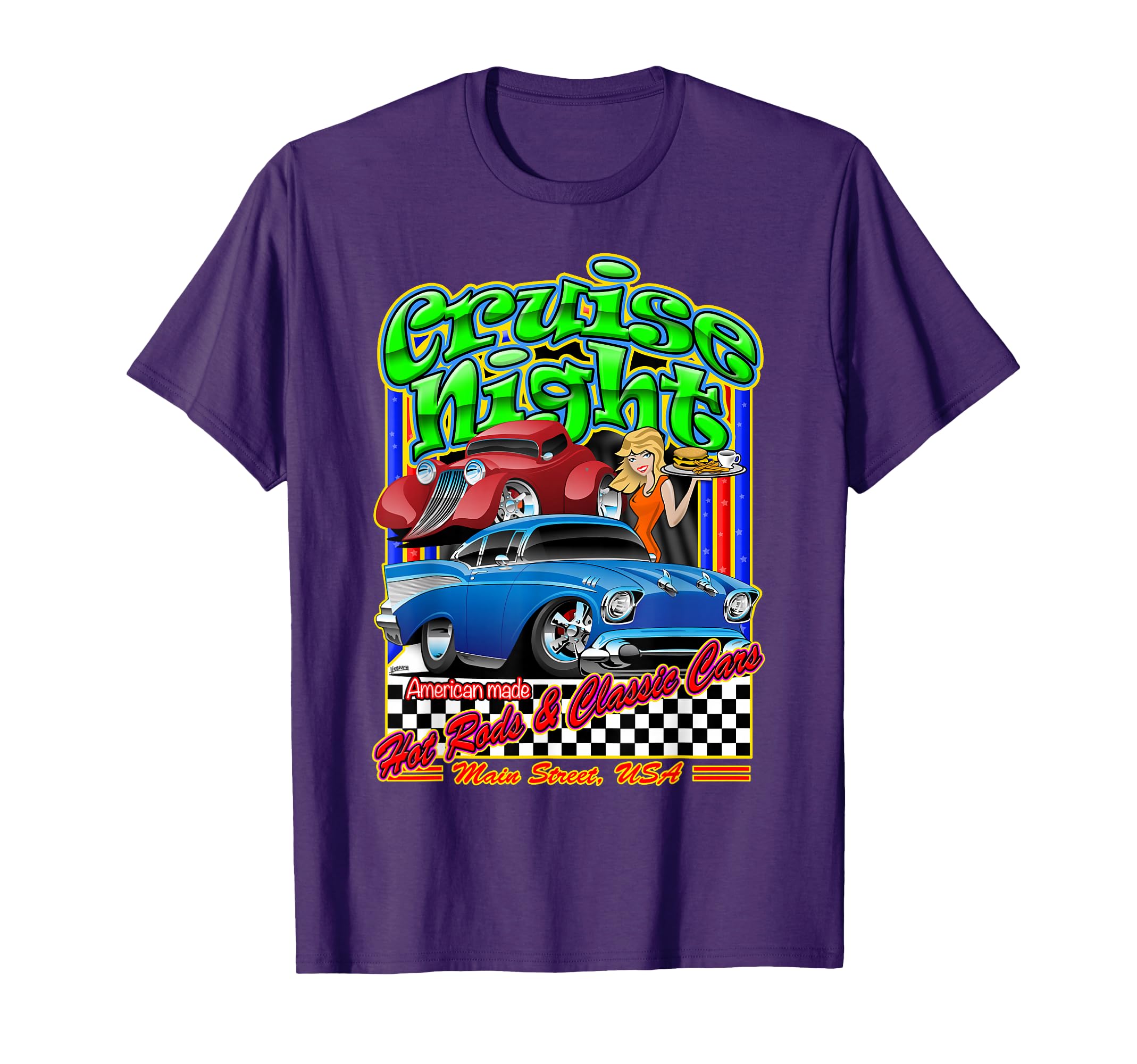 Cruise Night Usa 50S Nostalgia T-Shirt - Aesthetic Graphic for Adults - T-Shirt, Sweatshirt, Hoodie