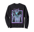 Distressed Synthwave Skeleton Sweatshirt - Casual Everyday Wear for Adults - T-Shirt, Sweatshirt, Hoodie