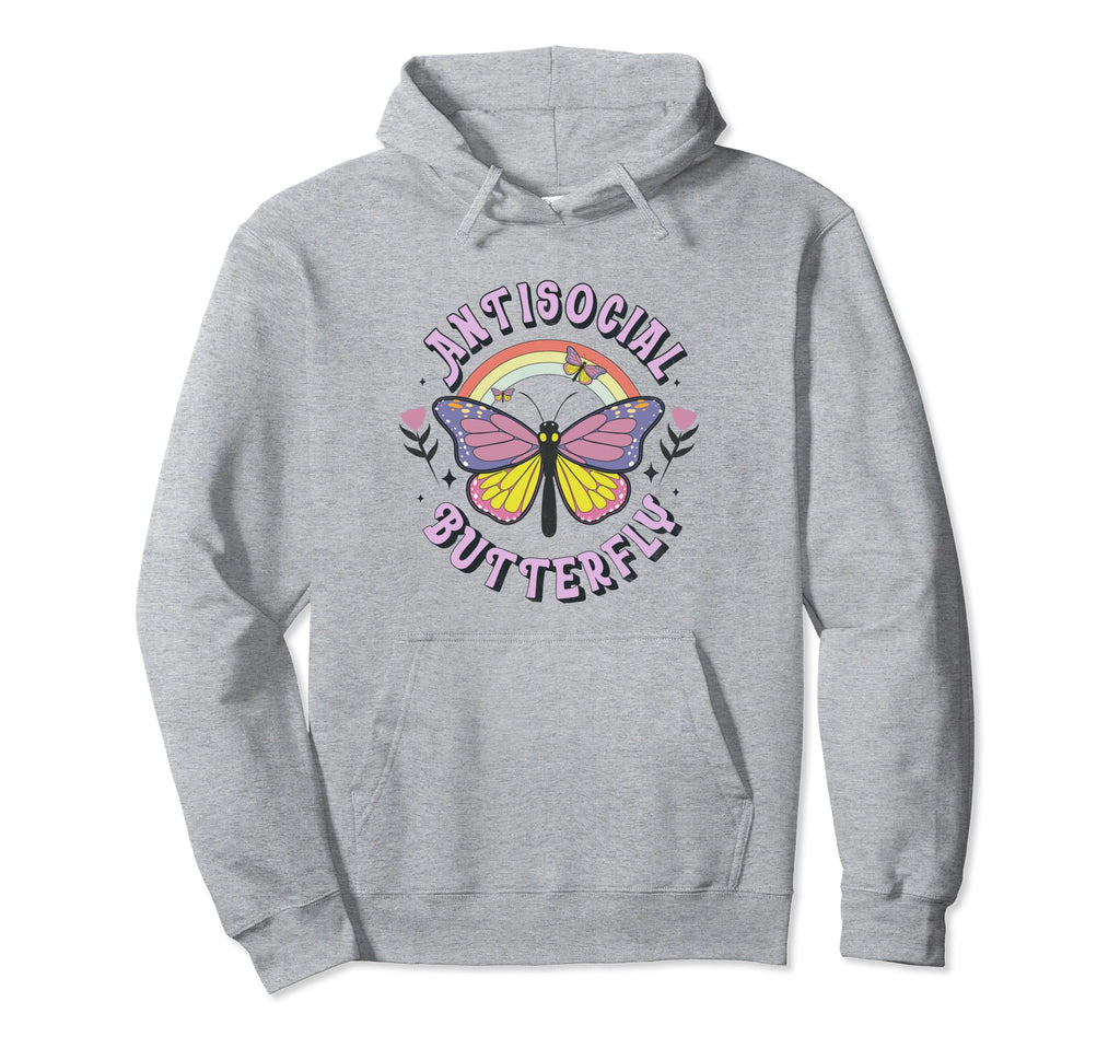 Antisocial Butterfly Tees Introvert Hoodie - Aesthetic Graphic for Adults - T-Shirt, Sweatshirt, Hoodie