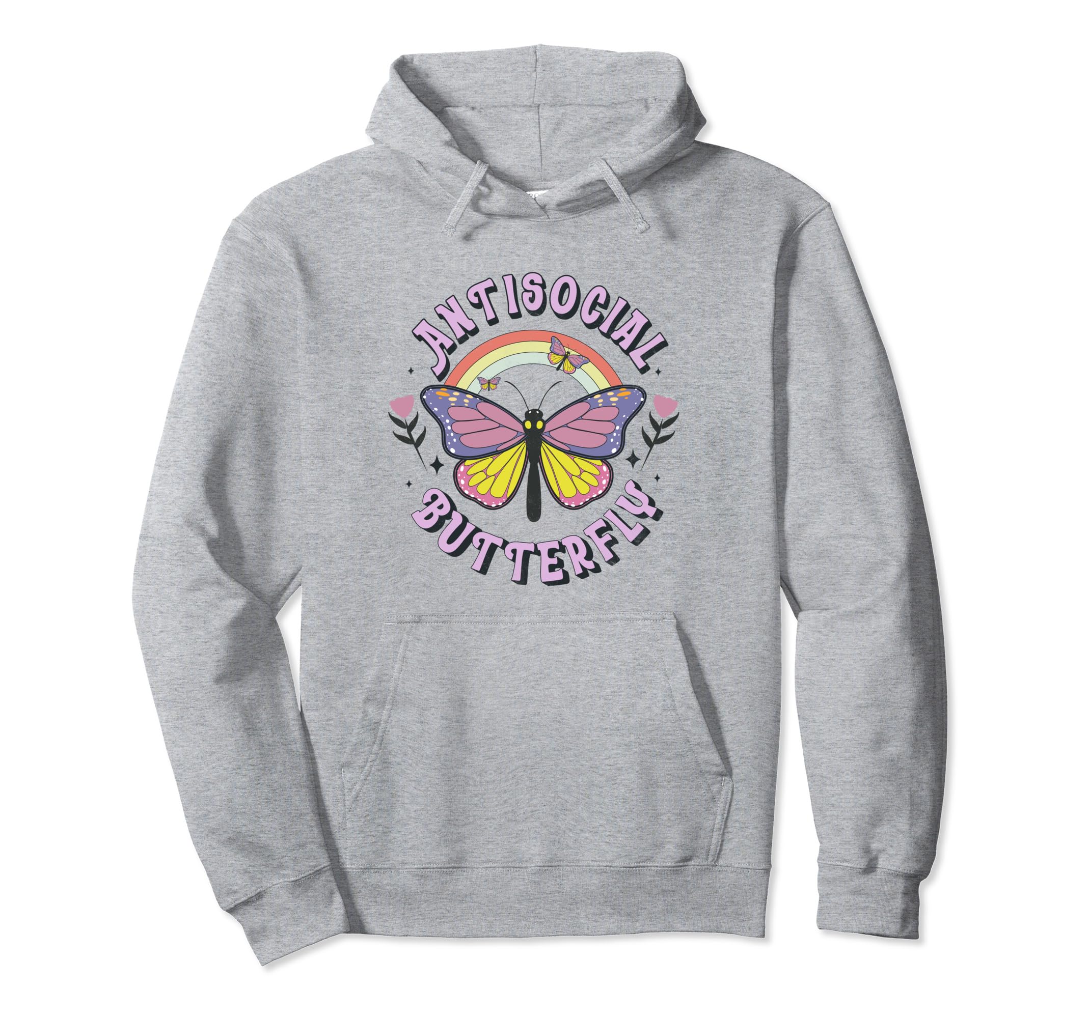 Antisocial Butterfly Tees Introvert Hoodie - Aesthetic Graphic for Adults - T-Shirt, Sweatshirt, Hoodie