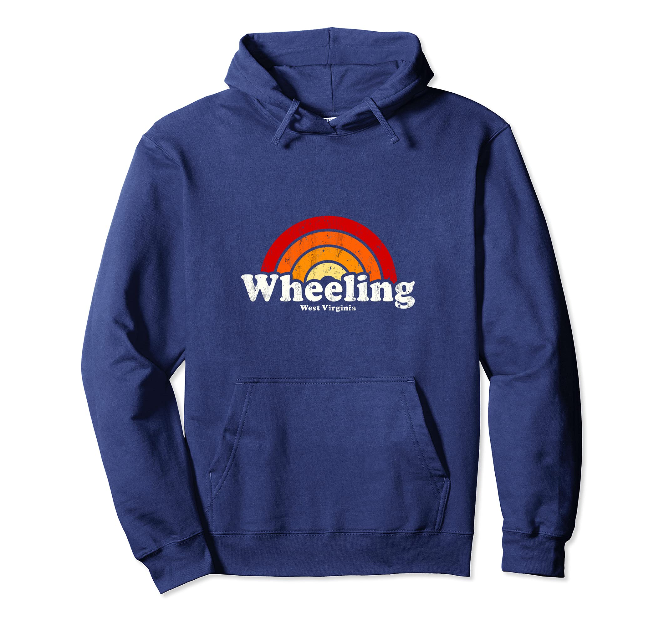Wheeling West Virginia Wv 70S Rainbow Hoodie - Novelty Apparel Unisex - T-Shirt, Sweatshirt, Hoodie