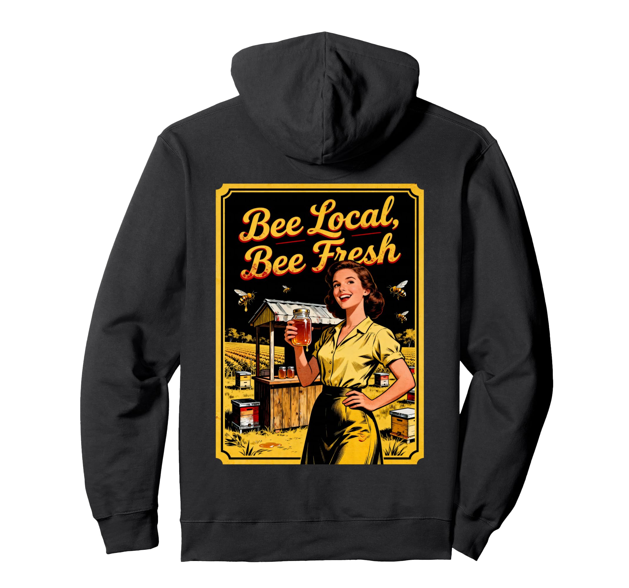 Bee Local Bee Fresh Honey Lover 70S Hoodie - Aesthetic Graphic Men Women - T-Shirt, Sweatshirt, Hoodie