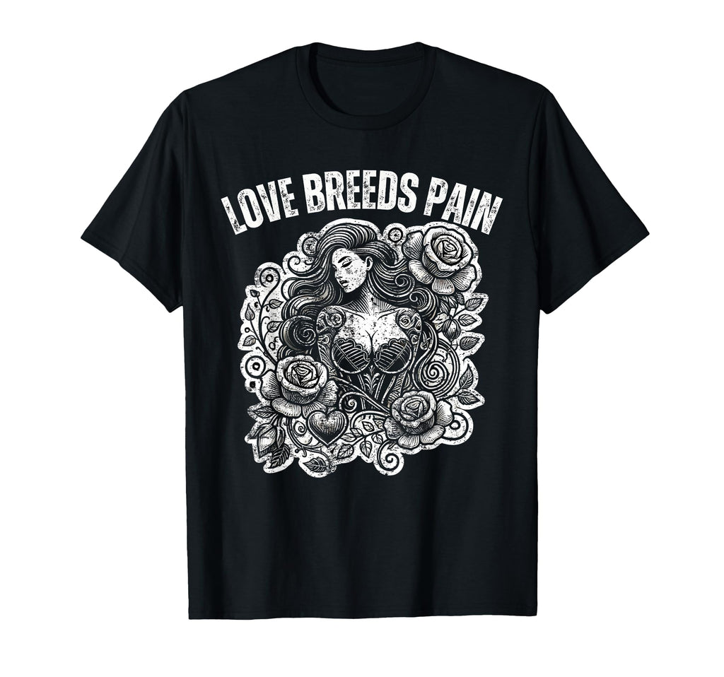 Funny Valentines Day Tattoo Pinup Love Pain T-Shirt - Graphic Print Unisex - T-Shirt, Sweatshirt, Hoodie