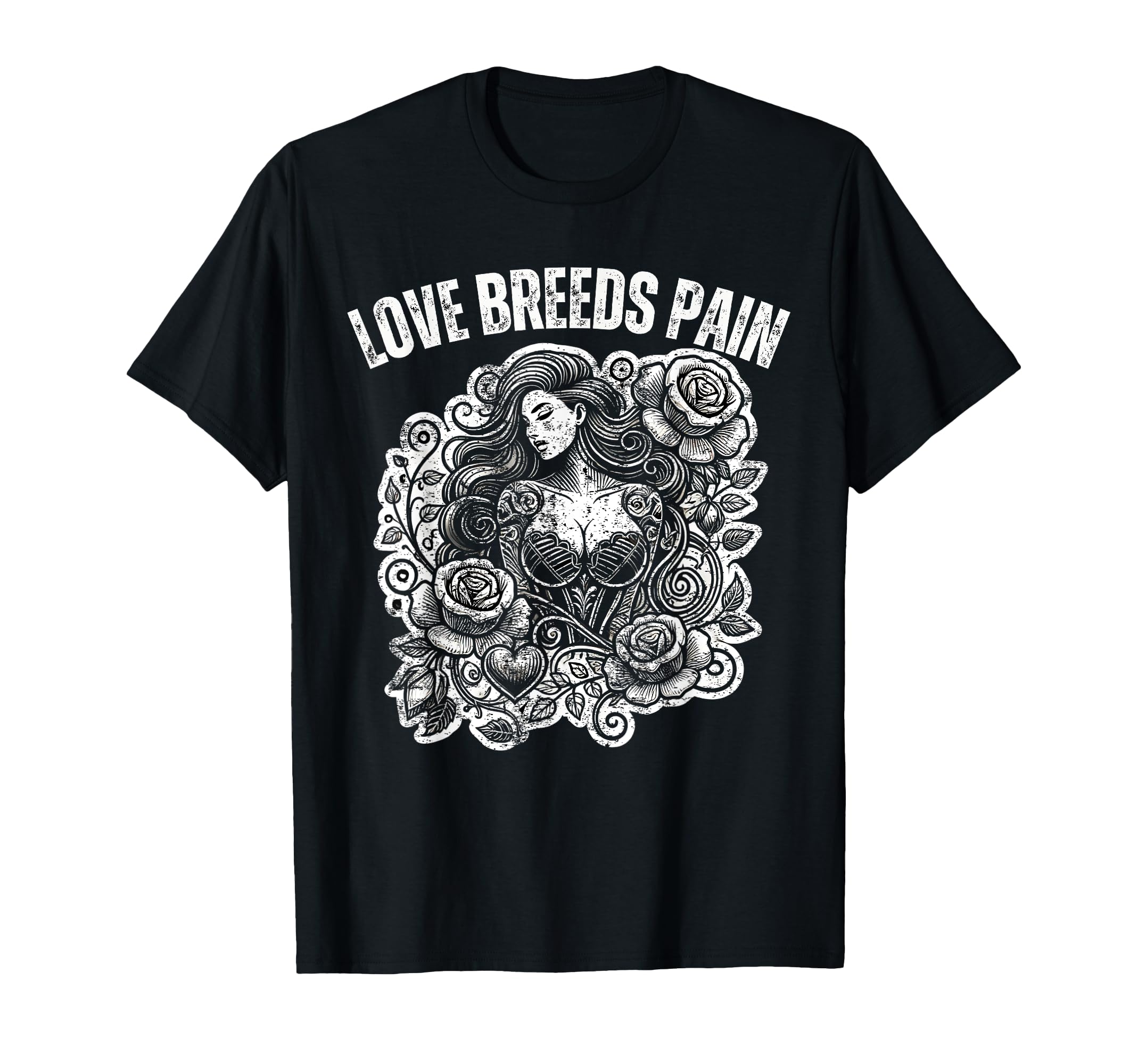 Funny Valentines Day Tattoo Pinup Love Pain T-Shirt - Graphic Print Unisex - T-Shirt, Sweatshirt, Hoodie